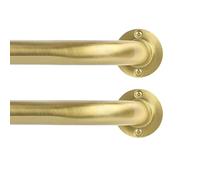 TANGWIN Gold Wrap Around Curtain Rods 2Pack:Blackout Heavy duty Adjustable Window Curtain Rod for Bedroom,Industrial Darkening Curved French Metal Single Drapery Rods Easy Install,Brushed Gold 48-90"