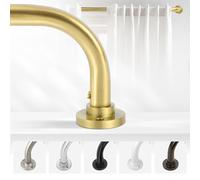TANGWIN Gold Wrap Around Curtain Rods 48 to 90 Inch:Blackout Heavy duty Adjustable Window Curtain Rod for Bedroom,Industrial Darkening Curved French Metal Single Drapery Rods Easy Install,Brushed Gold