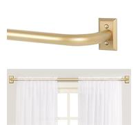 TANGWIN Gold Wrap Around Curtain Rods for Windows 28 to 48:Blackout Heavy Duty Adjustable Curtain Rod Room Darkening 1 Inch Modern Industrial Curved French Return Drapery Rods Easy Install Brass Gold