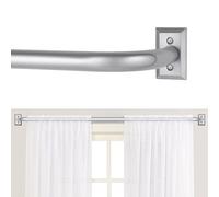 TANGWIN Silver Wrap Around Curtain Rods 48 to 90 In:Blackout Heavy Duty Adjustable Window Curtain Rod Room Darkening,1 Inch Modern Industrial Curved French Return Metal Drapery Rod Easy Install,Nickel