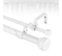 TANGWIN White Double Curtain Rods, 66-120 Inch, Heavy Duty, Adjustable