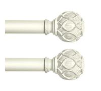 TANGWIN White Farmhouse Curtain Rods for Windows:Heavy Duty Adjustable Curtain Rod for Bedroom Living Room,Boho Decorative Rustic Drapery Pole with Vintage Coastal Finials,Antique White 2 Pack 36-88"