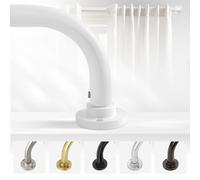 TANGWIN White Wrap Around Curtain Rods 28 to 48 Inch:Blackout Heavy duty Adjustable Window Curtain Rod for Bedroom,Industrial Darkening Curved French Metal Single Drapery Rods Easy Install,Pure White