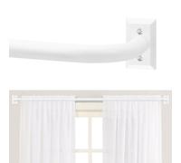 TANGWIN White Wrap Around Curtain Rods 28 to 48 Inch:Blackout Heavy Duty Adjustable Window Curtain Rod Room Darkening,1Inch Modern Industrial Curved French Return Metal Drapery Rods Easy Install,White