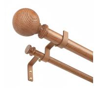 TANGWIN Wood Double Curtain Rods for Windows 66 to 120:Boho Wooden Double Rod Curtain Rods for Farmhouse Livingroom Bedroom 1Inch Heavy Duty Adjustable Dual Curtain Rod Decorative Imitation Wood Grain