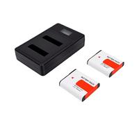 Tangxi 2 Pack 1800mAh Replacement Camera Battery Dual Slot USB LED Charger with Digital Display for Cyber DSC H3 H7 H9 H20 H50 H55 H70 H90 HX7 HX9V W30 W35 W50 W55 W80 W85 WX1