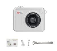 Tangxi 2026 New Digital Camera, 64MP 2.5K Compact Camera with 1.4 Inch Display, 16X Zoom, 11 Filters, Rechargeable, Portable, with Necklace and Keychain (White)