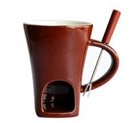 Tangxi Fondue Cup Set, Compact Ceramic Melting Pot 130ml (Dark Brown) | Slip proof handle, Versatile usage, Great for cheese, Ideal for romantic evenings