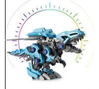 Tangxi Portable Intelligent Dinosaur Assembly Toy for Kids, Exercise Thinking and Hands on Ability, Fun Educational Toy for Boys and Girls (Electric Assembly Tyrannosaurus Rex Blue)