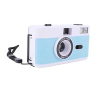Tangxi Retro 35mm Film Camera with 27 Color Films and Manual Settings Ideal for Gifting, 28mm F/8, 1 X Wrist Strap (White Blue)