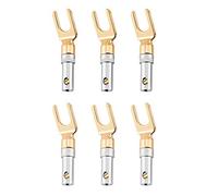 Tangxi Speaker Plug, 6 Pcs Gold Plated 4mm Banana U Fork Y Spade Plug Speaker Wire Connector Screw Type Solder Free