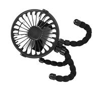 Tangxi Stod Cooling Fan, Pram Fan Calm Clamp/Holder on Battery -operated Portable USB Lightweights Flexible for Camping for Cribs (Black)