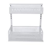 Tangxi Under Sink Organizer, Height Adjustable 2 Tier Under Kitchen Sink Organizer, Pull Out Cabinet Multi Purpose Storage Shelf for Bathroom Laundry Countertop Kitchen (White)