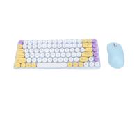 Tangxi Wireless Keyboard Mouse Set, 2.4GHz Bluetooth 2 Modes Retro Round 85 Keys Keyboard for Gaming Typing PC Computer Mixed Color