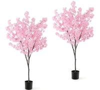 TANGZON 1.9M/6.2FT Artificial Cherry Blossom Tree, Tall Fake Sakura Flower Tree in Pot with 1170 Pink Blooming Flowers, Indoor Outdoor Decorative Potted Faux Cherry Plants for Home Office Wedding (2)
