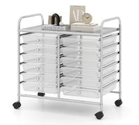 TANGZON 12 Drawers Storage Cart, Rolling Utility Cart with Lockable Wheels, Multipurpose Mobile Trolley Organizer for Home Office Stationery Beauty Salon (Transparent)
