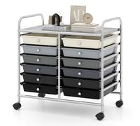 TANGZON 12 Drawers Storage Cart, Rolling Utility Cart with Lockable Wheels, Multipurpose Mobile Trolley Organizer for Home Office Stationery Beauty Salon (Gradient Gray)