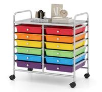 TANGZON 12 Drawers Storage Cart, Rolling Utility Cart with Lockable Wheels, Multipurpose Mobile Trolley Organizer for Home Office Stationery Beauty Salon (Multi-color)