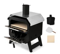 TANGZON 12 Inch Outdoor Pizza Oven, Wood-fired Pizza Maker with Stainless Steel Roof, Anti-scald Handle, Pizza Stone, Pizza Peel & Oxford Cloth Cover, Portable BBQ Pizza Cooker for Party Gathering