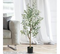 TANGZON 130CM/182CM Artificial Olive Trees, Fake Olive Silk Tree with Realistic Leaves & Fruits, Indoor Outdoor Evergreen Faux Plant in Pot for Living Room Bedroom Office (4.3FT/130CM, 1, Count)
