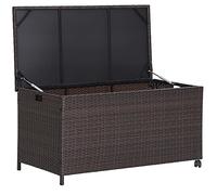 TANGZON 190L Garden Deck Box, Patio Cabinet Container with Zippered Liner, 2 Universal Wheels & Safety Pneumatic Rod, Indoor Outdoor Storage Box for Pillows, Cushions & Tools