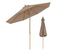 TANGZON 2.7M Garden Parasol Umbrella, Bamboo Umbrella with Push Button Tilt, Pulley Rope Lift, Vented Top, 8 Sturdy Ribs, Outdoor Height Adjustable Sun Shade for Garden, Yard, Pool (2.7M,Khaki Tan)