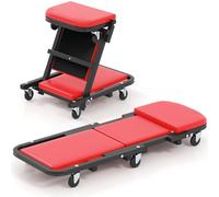 TANGZON 2-In-1 Folding Mechanics Creeper Seat, 150KG/160KG Convertible Padded Rolling Car Creeper with 6 Universal Wheels, Heavy Duty Roller Garage Seat for Carport 4S Shop Workshop (40”, 160kg, Red)