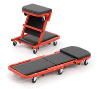 TANGZON 2-In-1 Folding Mechanics Creeper Seat, 150KG/160KG Convertible Padded Rolling Car Creeper with 6 Universal Wheels, Heavy Duty Roller Garage Seat for Carport 4S Workshop(40”,160kg,Black+Red)