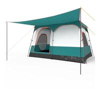 TANGZON 2-Room Family Camping Tent, 8-10/6-8/4-6 Man Privacy Changing Room Shelter with Porch, Removable Rainfly, Carry Bag, 2 Windows & 2 Doors, Easy Setup Large Dome Tent (320 x 210 x 180 cm)