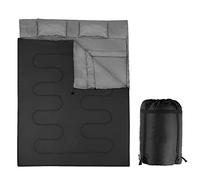 TANGZON 220x150cm Double Sleeping Bag, Extra Large Converts into 2 Waterproof Lightweight Camping Bags with 2 Pillows and Carrying Bag for Outdoor Hiking Backpacking Traveling (Black)