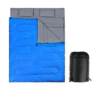 TANGZON 220x150cm Double Sleeping Bag, Extra Large Converts into 2 Waterproof Lightweight Camping Bags with 2 Pillows and Carrying Bag for Outdoor Hiking Backpacking Traveling (Blue)