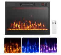 TANGZON 23" Recessed Electric Fireplace, Inset Freestanding Fire Heater with Flame Colors, Brightness, Remote Control & Thermostat (23", 750W/1500W, 3 Flame Color, 3 Brightness, with Crystals)