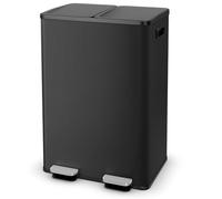 TANGZON 2x30L Recycling Pedal Bin, Double Kitchen Waste Bin with Plastic Inner Bucket, Soft Closure & Deodorant Boxes, Fingerprint Proof Airtight Stainless Steel Trash Can (Black)