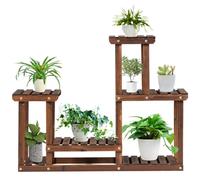 TANGZON 3/4 Tier Plant Stand, Indoor Outdoor Wooden Plant Shelf Holder, Tiered Multiple Potted Plant Bonsai Flower Display Rack for Garden Patio Balcony Living Room Office (4 Tier, 95 x 25 x 73cm)