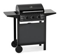 TANGZON 3 Burner Gas BBQ, 24,000 BTU Outdoor Barbecue Grill with Lid, Built-in Thermometer, Stainless Steel Grates, 2 Side Tables & Storage Shelf, Gas BBQ Trolley Family Sized Cooking Area for Camping