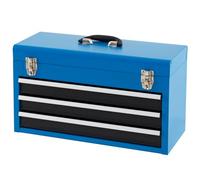 TANGZON 3 Drawer Tool Chest, Lockable Metal Tool Box with Double Latch System, Ball Bearing Slides, EVA Liners & Carrying Handle, Portable Toolbox Tool Storage Cabinet, 52 x 22 x 31cm (Blue + Black)