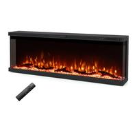 TANGZON 3 Sided View Electric Fireplace, 50” Wall Mounted/Recessed/Freestanding Fire Heater with 12 Colour Flame Effect, 5 Adjustable Brightness, Remote Control & Timer, 750W/1500W