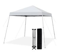TANGZON 3 x 3M Pop Up Gazebo, Height Adjustable Instant Camping Party Tent Canopy with Slanted Legs & Carrying Bag, Outdoor Foldable Sun Shade Event Shelter (White, No Mesh Sidewalls & Sand Bags)