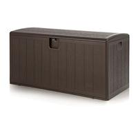TANGZON 300L/400L Garden Storage Box, Waterproof Outdoor Storage Deck Box with Lockable Lid, Patio Deck Boxes Storage Bin for Cushions Pillows Pool Supplies Tools Sports Equipment (Brown, 400L)