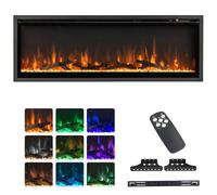 TANGZON 36"/42"/50" Electric Fireplace, Wall Mounted Recessed Freestanding Fireplace Heater with Log & Crystal Decor, 9 Flame Colors, 5 Brightness, Remote Control & 8H Timer (127 x 14 x 45cm)