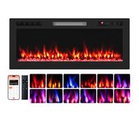 TANGZON 36”/42” Electric Fireplace, Wall Mounted/Recessed Fire Heater with 12 Flame Colors & Ember Bed Colors, 5 Brightness, Remote Control & 12H Timer, Compatible with Alexa Google (42”/106cm)