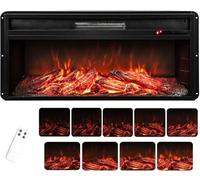 TANGZON 36" Recessed Electric Fireplace, Inset Freestanding Fire Heater with Flame Colors, Brightness, Remote Control & Thermostat (36", 900W/1800W, 1 Flame Color, 9 Brightness)
