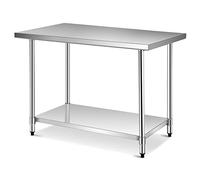 TANGZON 36x24Inch/48x24Inch/48x30Inch/60x24Inch Stainless Steel Catering Table, 250KG Heavy Duty Commercial Work Table with Adjustable Shelf, Food Prep Table Workbench for Kitchen Garage (122x76x92cm)