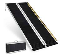 TANGZON 3FT/ 4FT/ 5FT/ 6FT Long Wheelchair Ramp, Portable Aluminium Threshold Ramp with Transition Plate, Telescopic Mobility Scooter Ramps for Home Front Door Stair Steps (6FT)