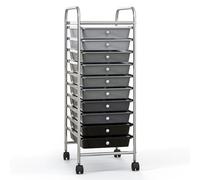 TANGZON 4/10 Drawers Storage Trolley, Rolling Utility Cart with Wheels, Multipurpose Mobile Shelving Organizer for Home Office Stationery Beauty & Salon (10 Drawers, 33x38x86cm, Gradient Black)