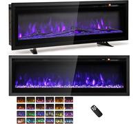 TANGZON 40" Electric Fireplace, Freestanding Wall Mounted Fireplace Heater Insert with 12 Flame Colors, 5 Flame Brightness, 8H Timer, Remote Control, 750W or 1500W, Crystal & Log Set (102cm/40")