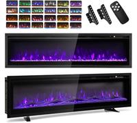 TANGZON 50" Electric Fireplace, Freestanding Wall Mounted Fireplace Heater Insert with 12 Flame Colors, 5 Flame Brightness, 8H Timer, Remote Control, 750W or 1500W, Crystal & Log Set (127cm/50")