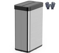 TANGZON 50L/60L Automatic Sensor Kitchen Bin, 3-Layered Stainless Steel Touchless Infrared Motion Waste Bin with Soft Closure Lid, Fingerprint-Proof Smart Trash Can Dustbin for Home (60L, Silver)