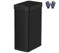 TANGZON 50L/60L Automatic Sensor Kitchen Bin, 3-Layered Stainless Steel Touchless Infrared Motion Waste Bin with Soft Closure Lid, Fingerprint-Proof Smart Trash Can Dustbin for Home (60L, Black)