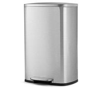 TANGZON 50L Kitchen Bin, Stainless Steel Recycling Pedal Bin | Soft Close Lid, Plastic Inner Bucket, Handle & Non-Slip Base, Fingerprint-Proof Waste Separation Trash Can for Home Office